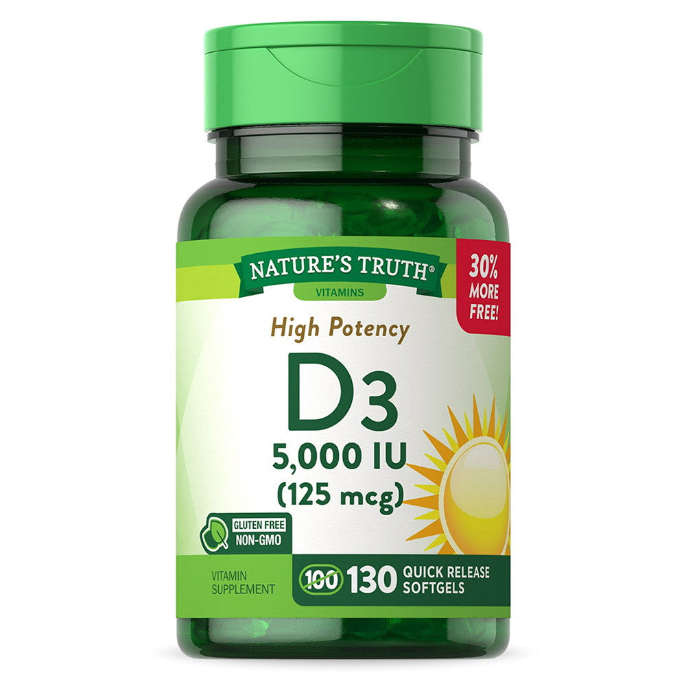 Natures Truth High Potency Vitamin D3 5000 IU, Quick Release Softgels, 130 Ea